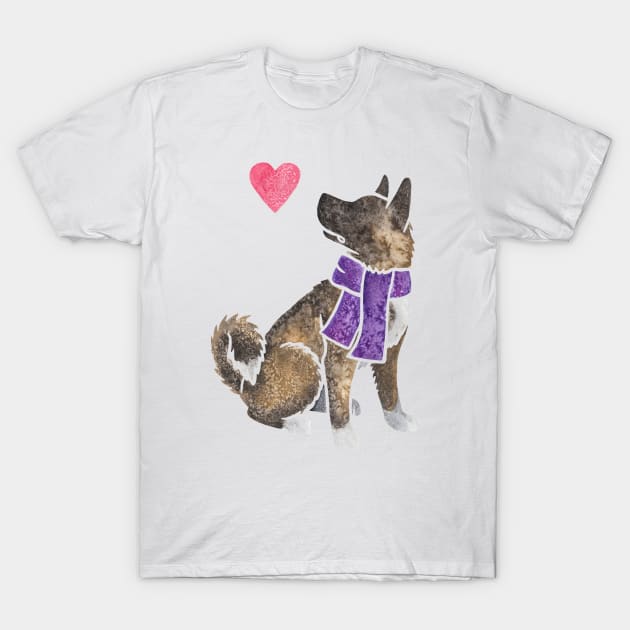 Watercolour Akita T-Shirt by animalartbyjess